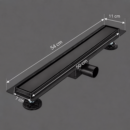 Sifon Pardoseala 7 x 50 cm, Inox 304, Negru