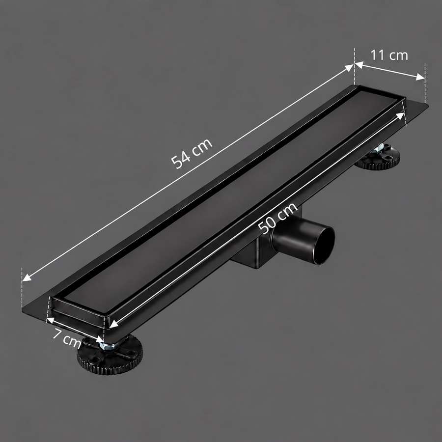 Sifon Pardoseala 7 x 50 cm, Inox 304, Negru