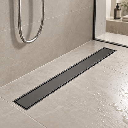 Floor Gutter Type Siphon 7 x 80 cm, Stainless Steel 304, Black