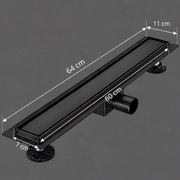 Floor Gutter Type Siphon 7 x 60 cm, Stainless Steel 304, Black