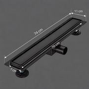 Floor Gutter Type Siphon 7 x 70 cm, Stainless Steel 304, Black