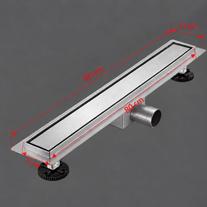 Floor Gutter Type Siphon 7 x 80 cm, Stainless Steel 304, Silver