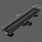 Floor Gutter Type Siphon 7 x 80 cm, Stainless Steel 304, Black
