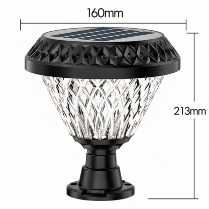 LED Solar Lamp for Outdoor Pole KATTAKURGAN, 8W, Warm/Cold/Neutral Light + RGB, Round Shape, Aluminum, Black, Dimmable