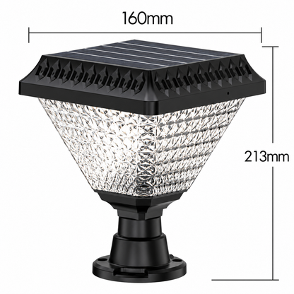 LED Solar Lamp for Outdoor Pole KATTAKURGAN, 8W, Warm/Cold/Neutral Light + RGB, Square Shape, Aluminum, Black, Dimmable