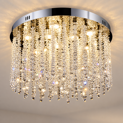 Crystal LED Chandelier LLC215/550WH Round, 29W, Cold/Warm/Neutral Light, Crystal, Gold