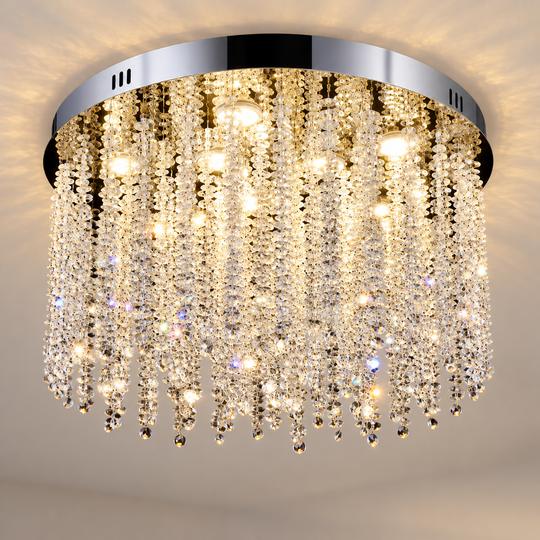 Crystal LED Chandelier LLC215/550WH Round, 29W, Cold/Warm/Neutral Light, Crystal, Gold