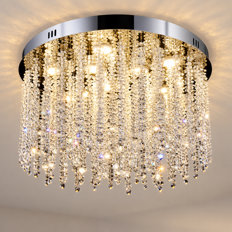 Crystal LED Chandelier LLC215/550WH Round, 29W, Cold/Warm/Neutral Light, Crystal, Gold
