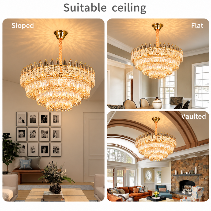 Crystal Chandelier MAJESTIC Regalis 21x E14, Diameter 80cm, Shiny Gold, Adjustable Height