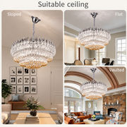 Crystal Chandelier MAJESTIC Regalis 21x E14, Diameter 80cm, Shiny Chrome, Adjustable Height