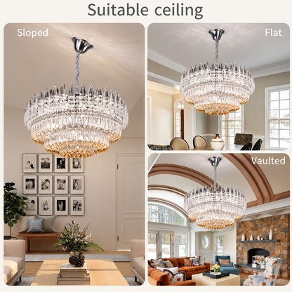Crystal Chandelier MAJESTIC Regalis 21x E14, Diameter 80cm, Shiny Chrome, Adjustable Height