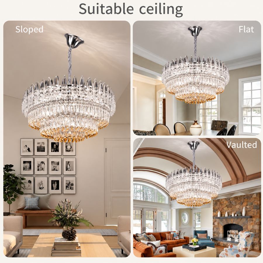 Crystal Chandelier MAJESTIC Regalis 21x E14, Diameter 80cm, Shiny Chrome, Adjustable Height