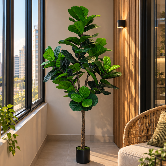 Artificial Plant Tree Type Ficus, 180 cm, Green, with Pot