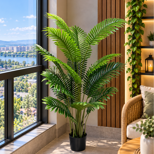 Artificial Areca Palm Type Plant, 15 leaves, 150 cm, Green
