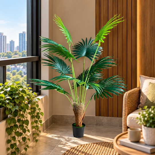 Artificial Livistona Fan Palm Type Plant, 10 leaves, 160 cm, Green