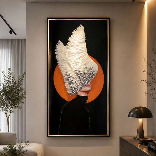 Tablou Sticla Aripi de Lumina, 80 x 160 cm, Sticla si MDF