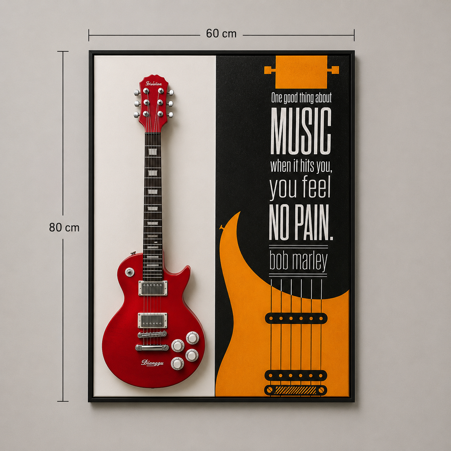 Tablou Sticla Muzica Fara Durere, 60 x 80 cm, Aliaj de Aluminiu si MDF