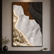 Tablou Sticla cu iluminare LED Raul de Aur, 80 x 120 cm, 24W, Lumina Neutra, Aliaj de Aluminiu si MDF
