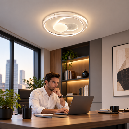 LED chandelier with remote control ISTARAVSHAN, Round shape, 86W, Cold/Warm/Neutral light, Dimmable, White