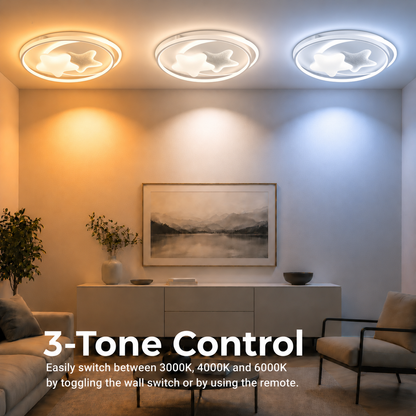 LED chandelier with remote control ISTARAVSHAN, Shape of Heavenly Bodies, 87W, Cold/Warm/Neutral light, Dimmable, White