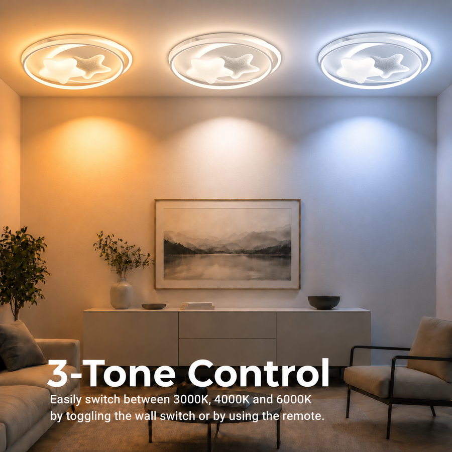 LED chandelier with remote control ISTARAVSHAN, Shape of Heavenly Bodies, 87W, Cold/Warm/Neutral light, Dimmable, White