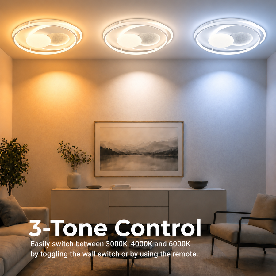 LED chandelier with remote control ISTARAVSHAN, Round shape, 86W, Cold/Warm/Neutral light, Dimmable, White