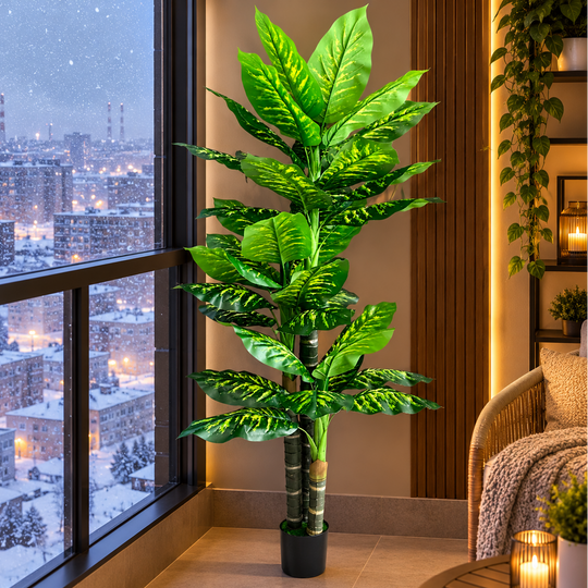 Artificial Plant Type Dieffenbachia, 3 stems, 190 cm, Green