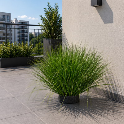Curved Onion Grass Bush Artificial Plant, 38cm, High Density, Green, Potless