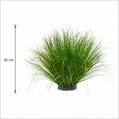 Tufă Artificială de Iarbă, 38 cm, Iarbă Tip Ceapă Curbată, Densitate Mare, Plastic, Verde