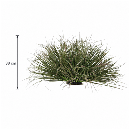 Tufă Artificială de Iarbă, 38 cm, Iarbă Tip Ceapă Curbată, Densitate Medie, Plastic, Verde Închis