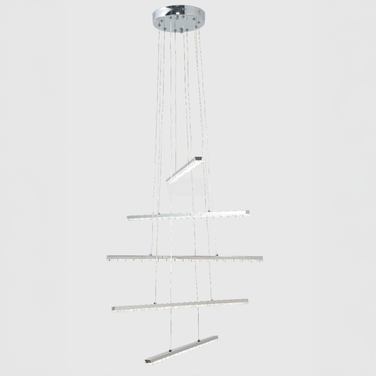 LED chandelier with LiBoria remote control, 64W, cold/hot/neutral light, unstable, silver