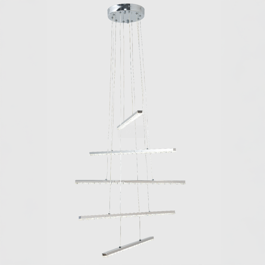 LED chandelier with LiBoria remote control, 64W, cold/hot/neutral light, unstable, silver