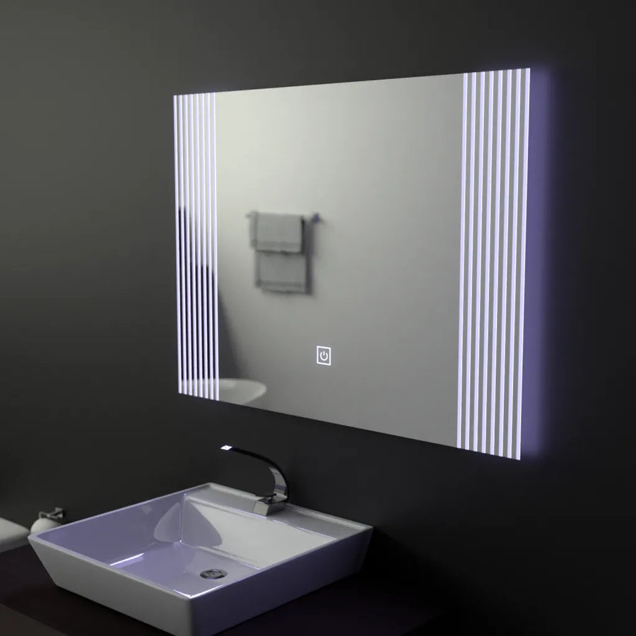 Rectangular LED Mirror 80x60cm Infinity Frame Basic Touch