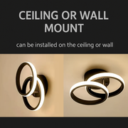 LED Chandelier VERTEX CIRCULA 22W, 2 Circles, Metal Frames, Cold/Warm/Neutral light, Black