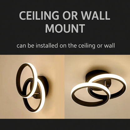 LED Chandelier VERTEX CIRCULA 22W, 2 Circles, Metal Frames, Cold/Warm/Neutral light, Black