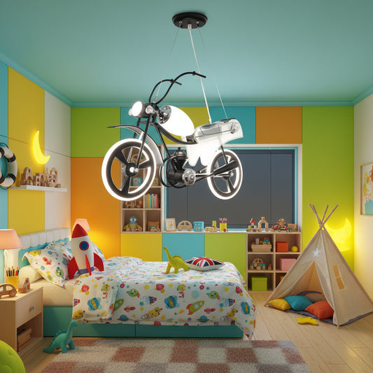 LED children's chandelier FIGHTER, Airplane type, 100W, Cool/Warm/Neutral light, Aeronautical gray