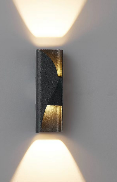 Fantas Outdoor and Indoor LED Wall Lamp, 2 Sources x 1W, IP65, Metallic, Black, 3000K