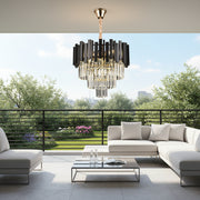 BLOIS Petito Crystal Chandelier 3xE14, Diameter 30cm, Black, Adjustable Height