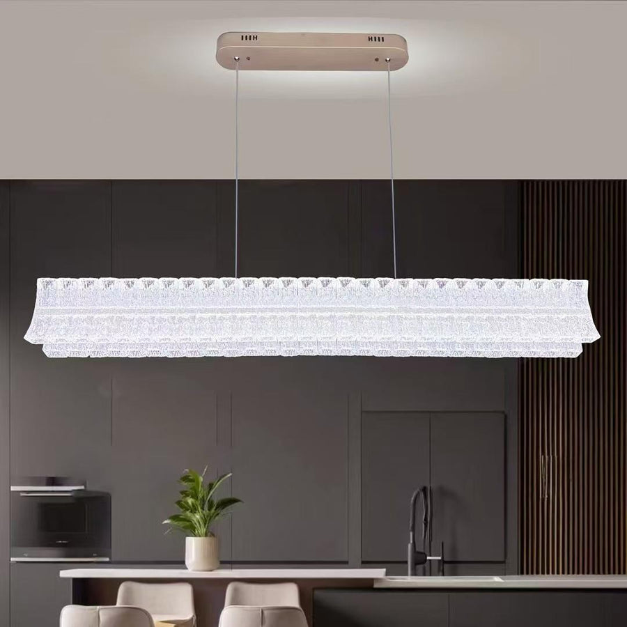 LED Chandelier with Remote Control, Suspended TAMY 160W, Linear, Cold/Warm/Neutral light, Gold, Adjustable Height