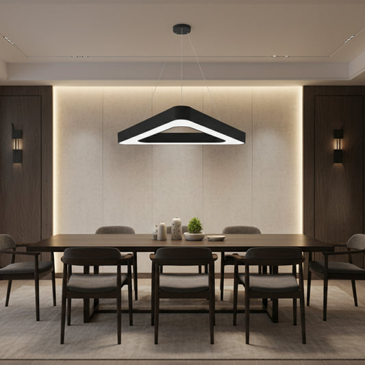 ANGLE suspended LED chandelier, 60cm, 25W, Adjustable Height, Cold Light, Black, Metal and Acrylic