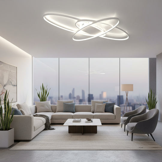 LED chandelier with remote control COSMEE 84W, 3 Petals, Cold/Warm/Neutral Light, Dimmable, White, Metal and Acrylic
