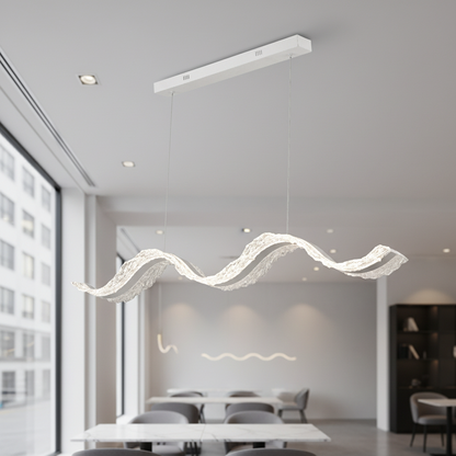 LED Chandelier with Remote Control, Suspended AMI 63W, Linear, Cold/Warm/Neutral Light, White, Adjustable Height