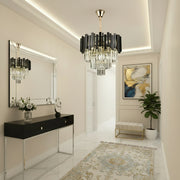 BLOIS Petito Crystal Chandelier 3xE14, Diameter 30cm, Black, Adjustable Height