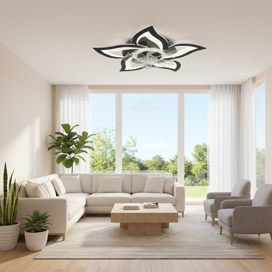 ANEMO Fan LED Chandelier with Remote Control, 49W, D85cm, Cold/Neutral/Warm Light, Black