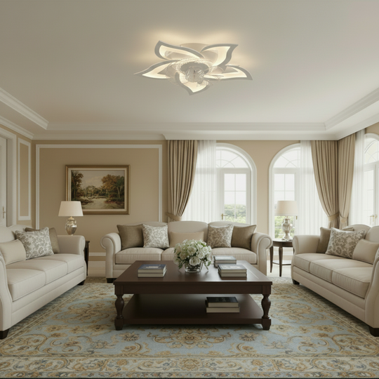 DAFIA Fan LED Chandelier with Remote Control, 49W, D85cm, Cold/Neutral/Warm Light, White