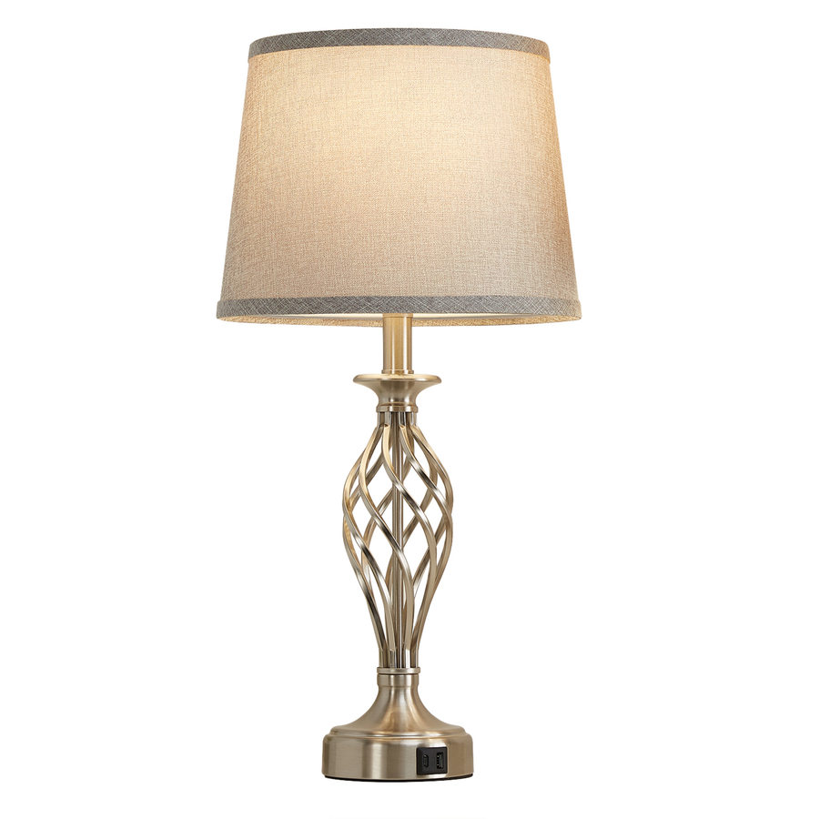 Veioza VZ212WH, 1x E27, Metal and Textile, White and Gold