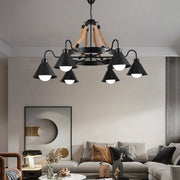 Vintage Rope Chandelier PEDRO, 4 x E27 Dark Wood