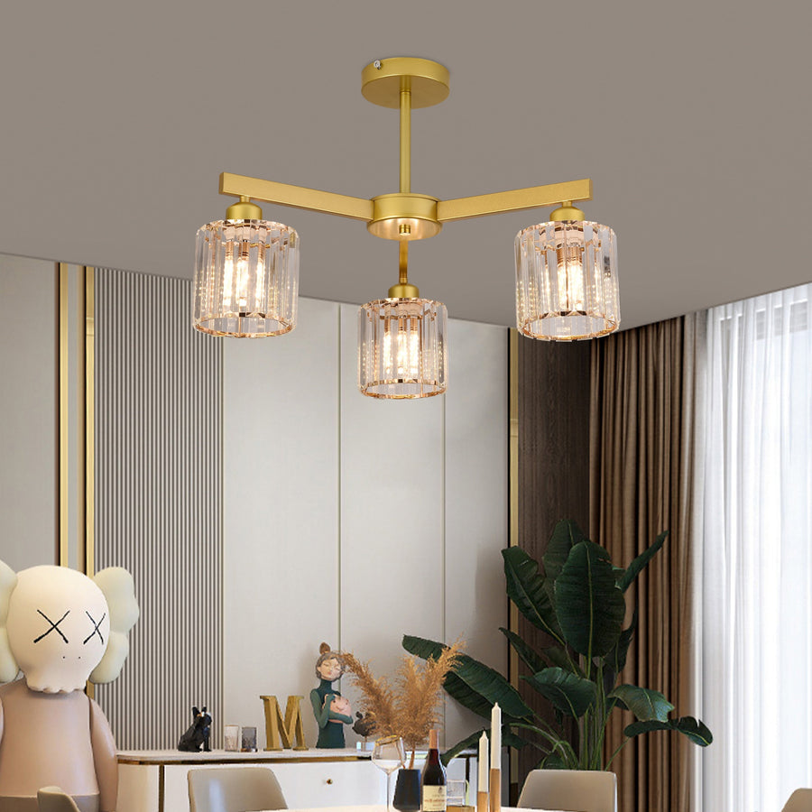 Modern Classic Chandelier LC110/3GD with Crystal, 3x E27, Gold, Metal and Crystal