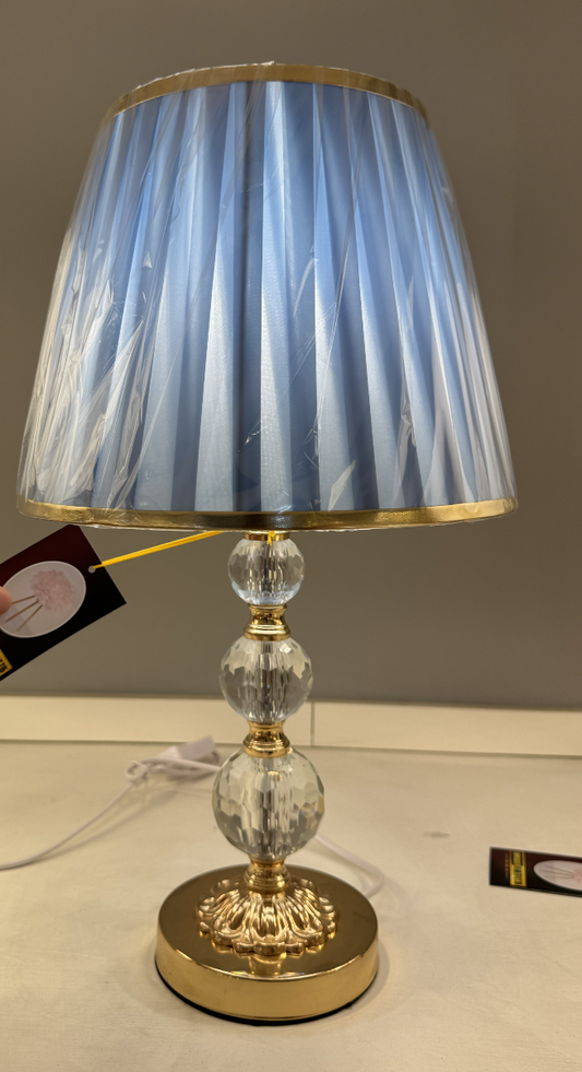 Veioza VZ213BL, 1x E27, Metal and Textile, Blue and Gold