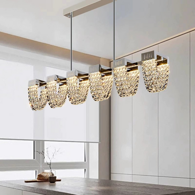 Suspended LED Chandelier, CC370/1200CH, Crystal and Metal, 30W, Remote Control, Cool/Warm/Neutral Light 3000K/4000K/6000K, Luxurious Lighting